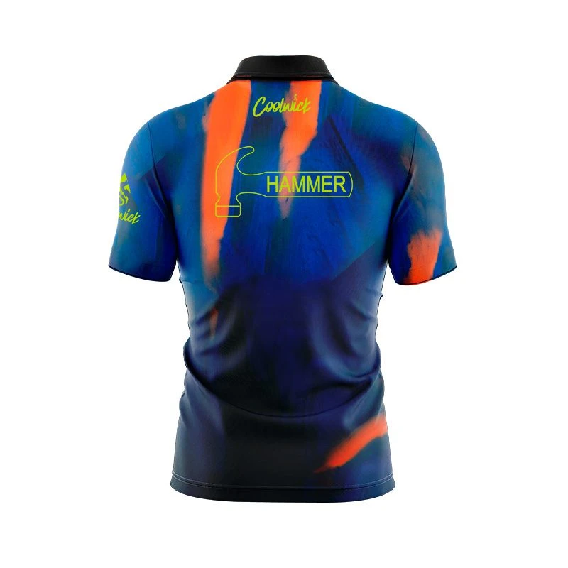 Hammer Raw Blue Black Orange Fast Track CoolWick Bowling Jersey 2 Hammer Raw Blue Black Orange Fast Track CoolWick Bowling Jersey - Image 2