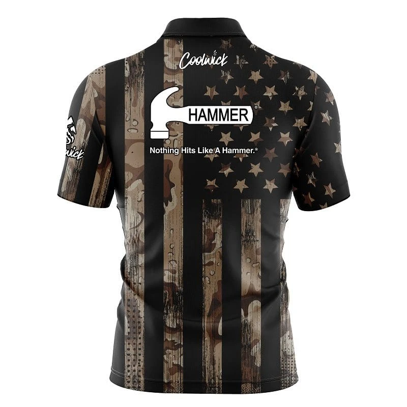 Hammer Desert Camo Flag Fast Track CoolWick Bowling Jersey 2 Hammer Desert Camo Flag Fast Track CoolWick Bowling Jersey - Image 2