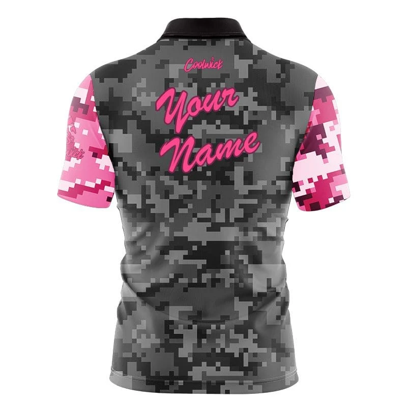 Hammer Grey Pink Digital Camo Fast Track CoolWick Bowling Jersey 2 Hammer Grey Pink Digital Camo Fast Track CoolWick Bowling Jersey - Image 2