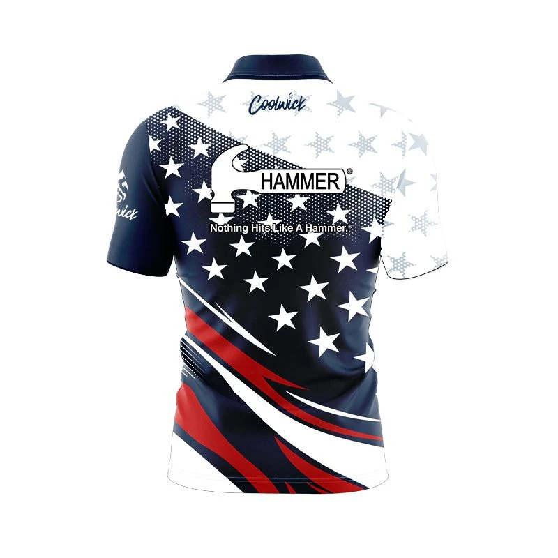 Hammer American Sport Wave Quick Ship CoolWick Sash Zip Bowling Jersey 2 Hammer American Sport Wave Quick Ship CoolWick Sash Zip Bowling Jersey - Image 2