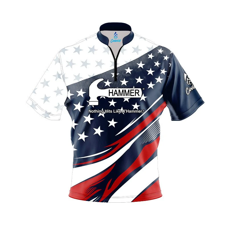 Hammer American Sport Wave Quick Ship CoolWick Sash Zip Bowling Jersey 1 Hammer American Sport Wave Quick Ship CoolWick Sash Zip Bowling Jersey