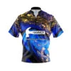 Hammer Blue Gold Liquid Marble Quick Ship CoolWick Sash Zip Bowling Jersey