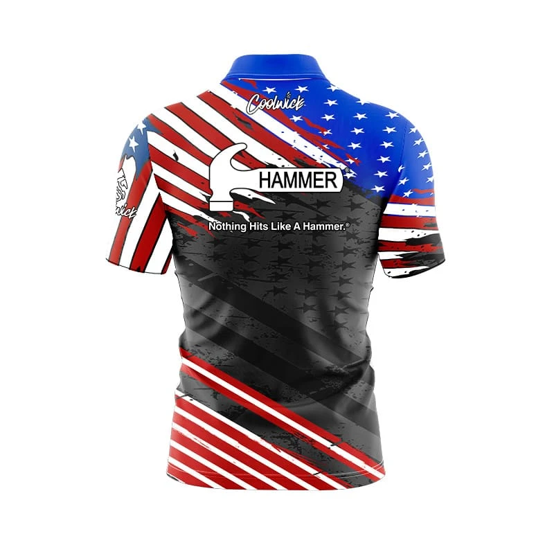 Hammer Old Glory ’24 Quick Ship CoolWick Sash Zip Bowling Jersey 2 Hammer Old Glory ’24 Quick Ship CoolWick Sash Zip Bowling Jersey - Image 2