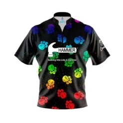Hammer Puppy Paw Rainbow Quick Ship CoolWick Sash Zip Bowling Jersey
