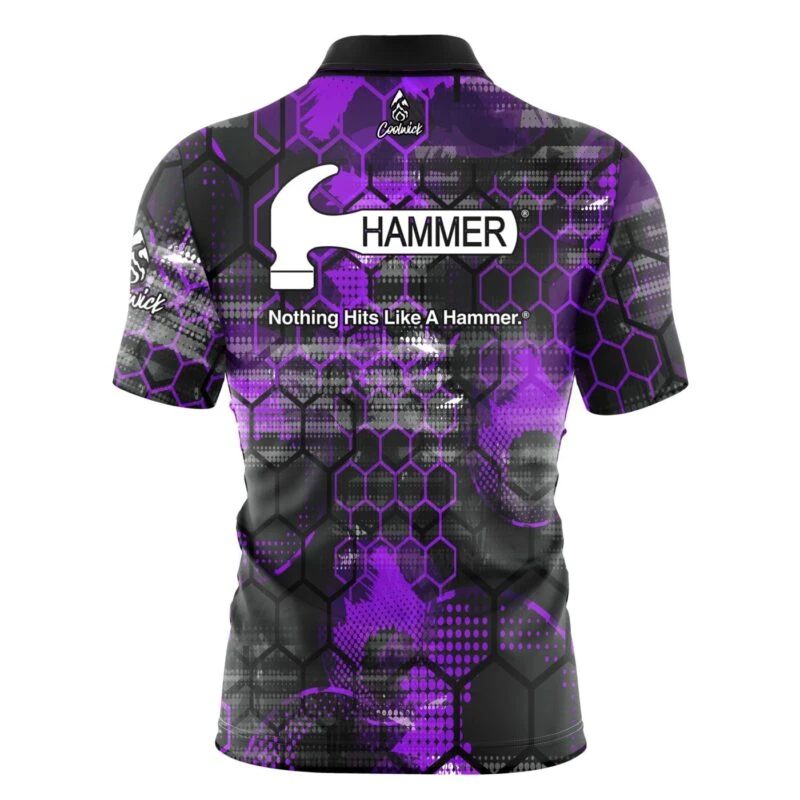 Hammer Purple Honeycomb Quick Ship CoolWick Bowling Jersey 2 Hammer Purple Honeycomb Quick Ship CoolWick Bowling Jersey - Image 2