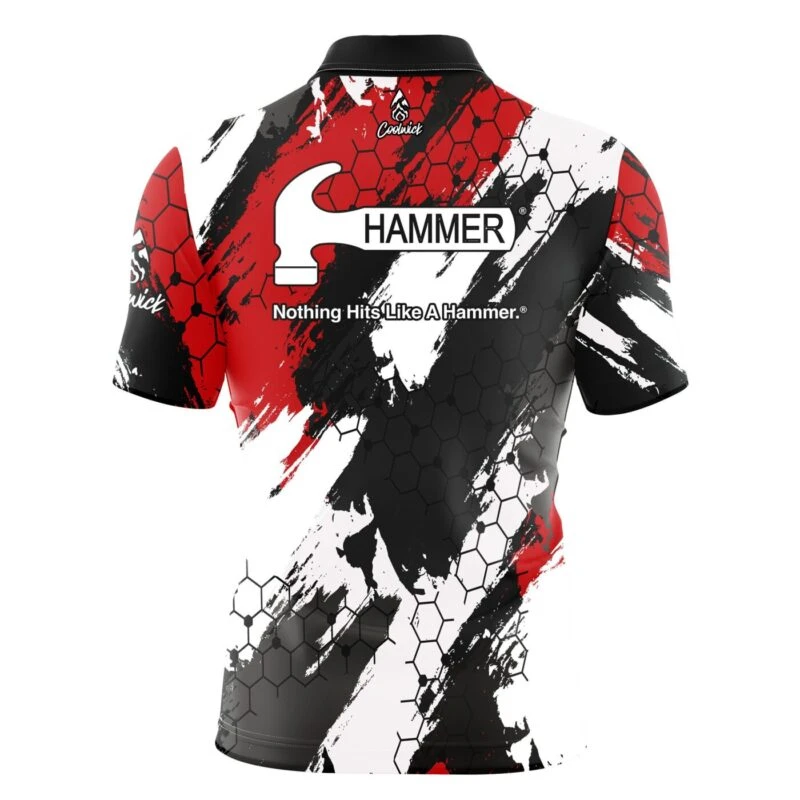 Hammer Red Hexagram Quick Ship CoolWick Bowling Jersey 2 Hammer Red Hexagram Quick Ship CoolWick Bowling Jersey - Image 2