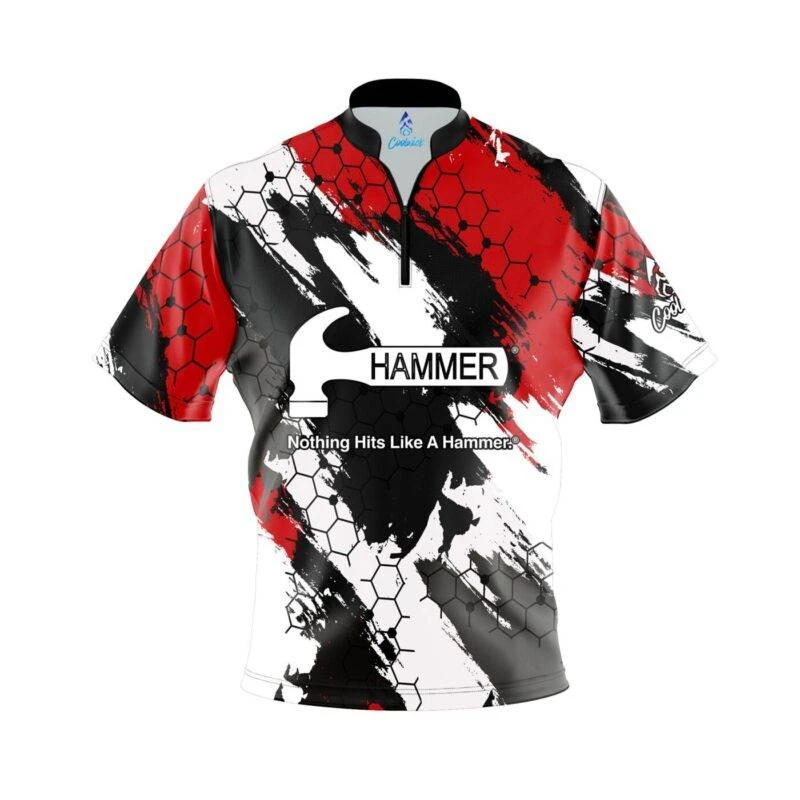 Hammer Red Hexagram Quick Ship CoolWick Bowling Jersey 1 Hammer Red Hexagram Quick Ship CoolWick Bowling Jersey