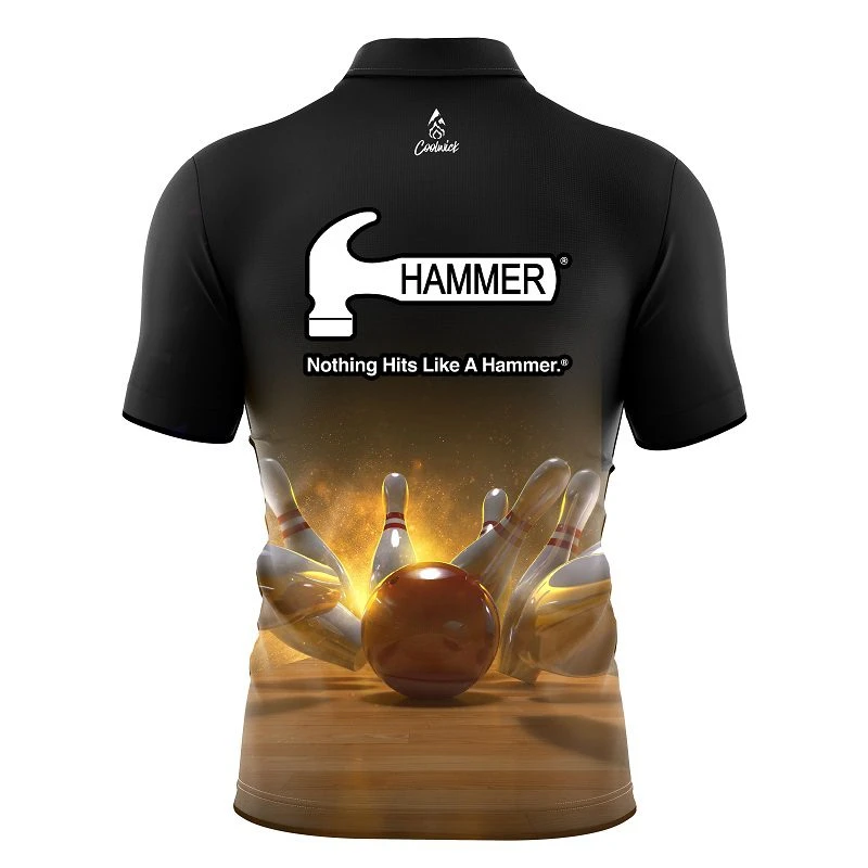Hammer Strike Force Quick Ship CoolWick Sash Zip Bowling Jersey 2 Hammer Strike Force Quick Ship CoolWick Sash Zip Bowling Jersey - Image 2