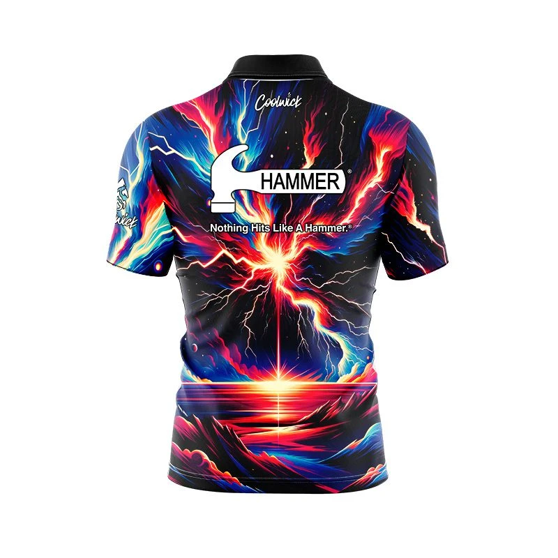 Hammer Strikes Quick Ship CoolWick Sash Zip Bowling Jersey 2 Hammer Strikes Quick Ship CoolWick Sash Zip Bowling Jersey - Image 2