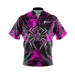 Hammer Black Widow Pink Honeycomb Quick Ship CoolWick Sash Zip Bowling Jersey