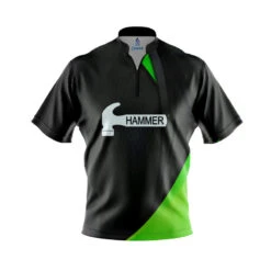 Hammer Carbon Green Quick Ship CoolWick Sash Zip Bowling Jersey