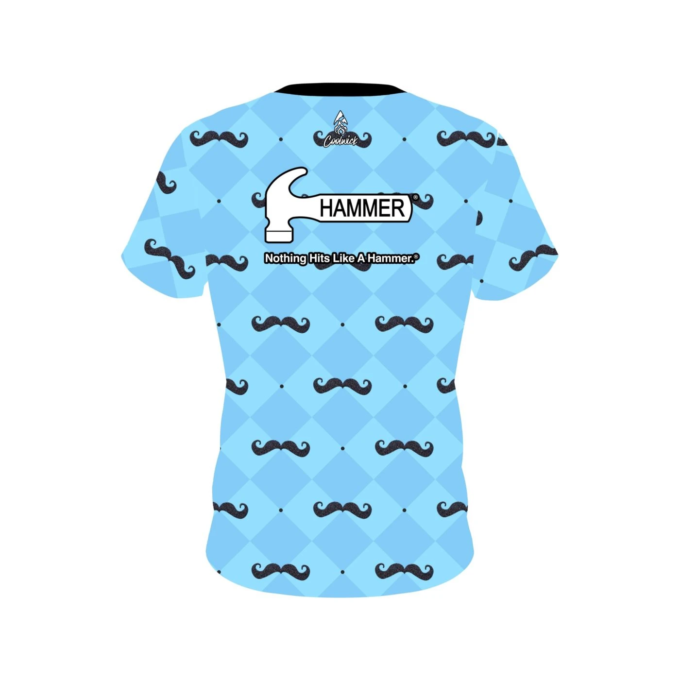 Hammer Baby Blue Mustache CoolWick Bowling Jersey 2 Hammer Baby Blue Mustache CoolWick Bowling Jersey - Image 2