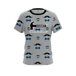 Hammer Grey Blue Mustache CoolWick Bowling Jersey