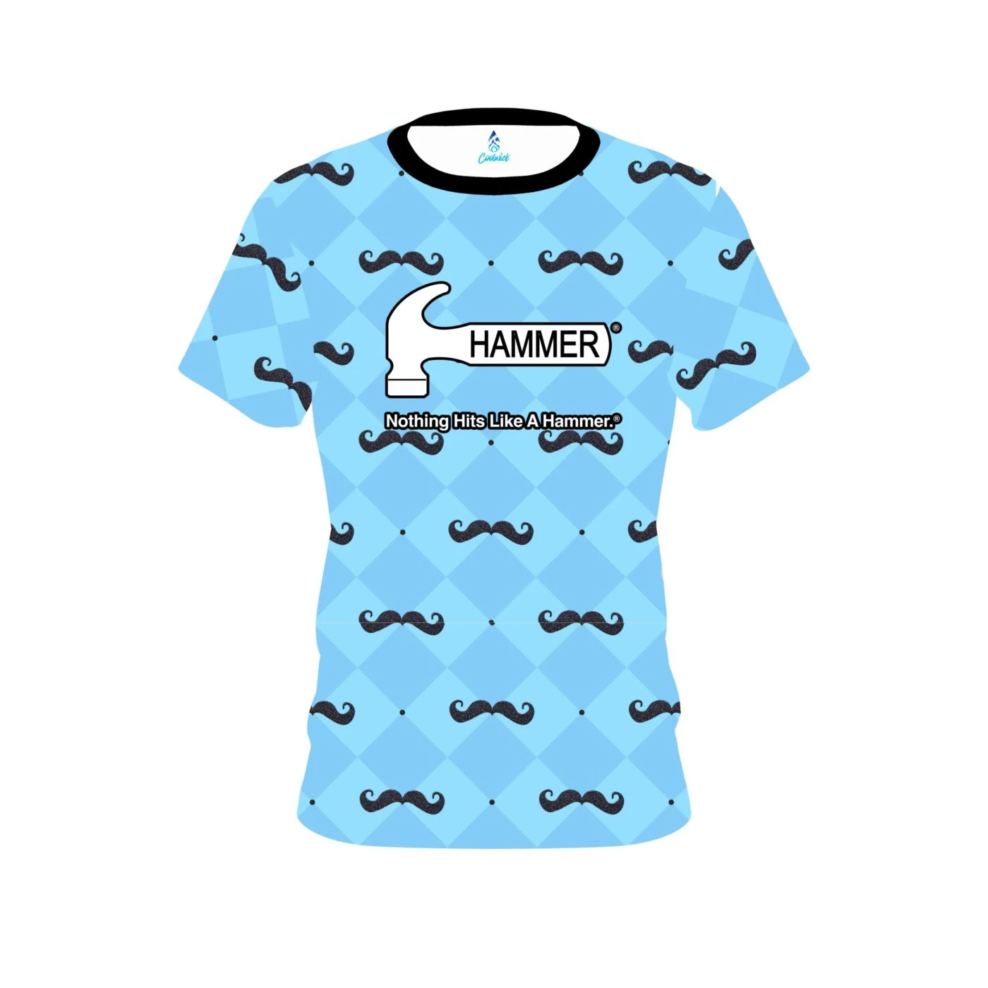 Hammer Baby Blue Mustache CoolWick Bowling Jersey 1 Hammer Baby Blue Mustache CoolWick Bowling Jersey