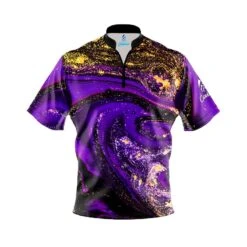 Purple Gold Liquid Marble Fast Track CoolWick Bowling Jersey
