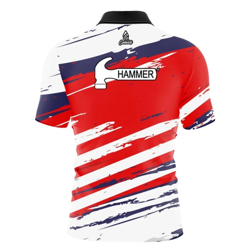 Hammer All American Quick Ship CoolWick Sash Zip Bowling Jersey 2 Hammer All American Quick Ship CoolWick Sash Zip Bowling Jersey - Image 2
