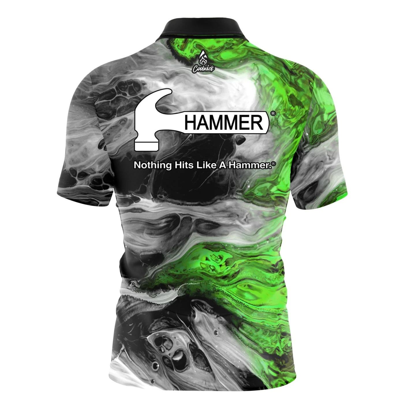 Hammer Green Lava Quick Ship CoolWick Sash Zip Bowling Jersey 2 Hammer Green Lava Quick Ship CoolWick Sash Zip Bowling Jersey - Image 2