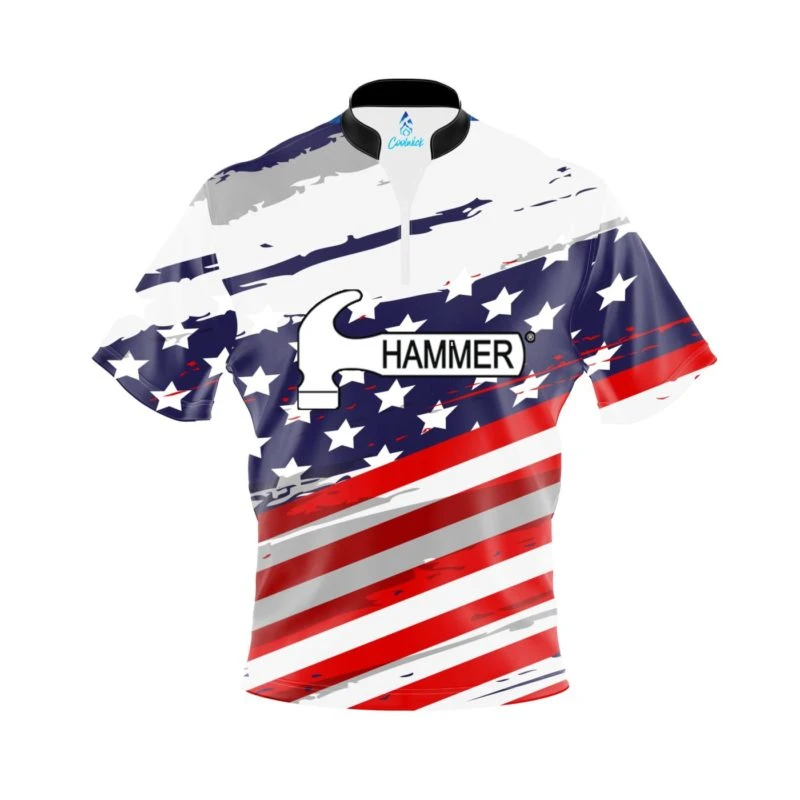 Hammer All American Quick Ship CoolWick Sash Zip Bowling Jersey 1 Hammer All American Quick Ship CoolWick Sash Zip Bowling Jersey