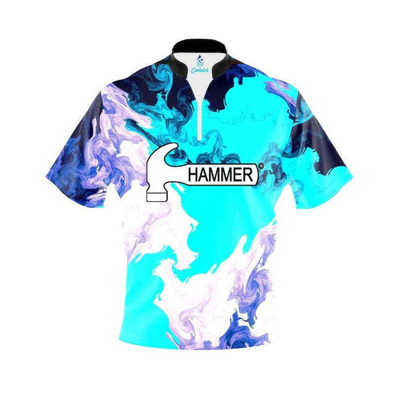 Hammer Abstract Quick Ship CoolWick Sash Zip Bowling Jersey 1 Hammer Abstract Quick Ship CoolWick Sash Zip Bowling Jersey