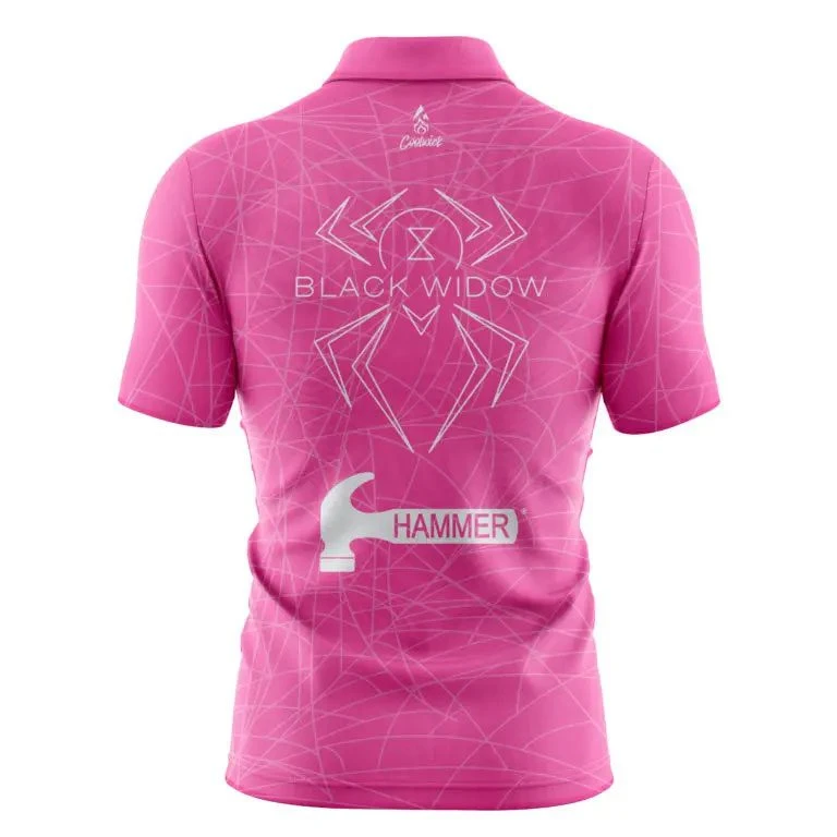Hammer Black Widow Pink Quick Ship CoolWick Sash Zip Bowling Jersey 2 Hammer Black Widow Pink Quick Ship CoolWick Sash Zip Bowling Jersey - Image 2
