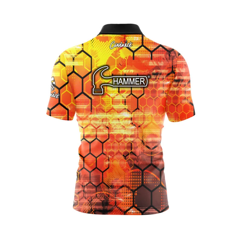 Hammer Black Widow Fire Honeycomb Quick Ship CoolWick Sash Zip Bowling Jersey 2 Hammer Black Widow Fire Honeycomb Quick Ship CoolWick Sash Zip Bowling Jersey - Image 2