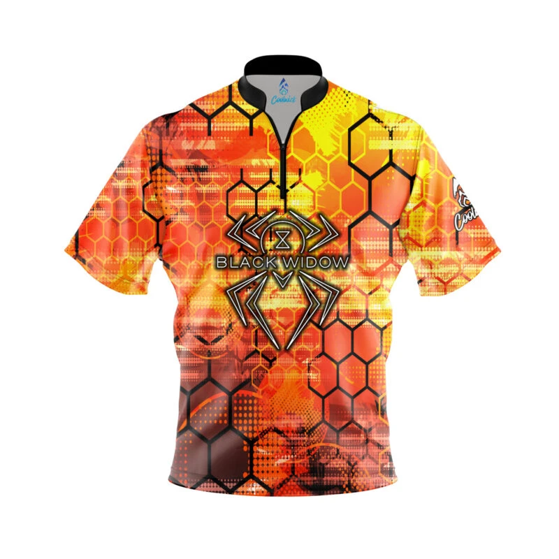 Hammer Black Widow Fire Honeycomb Quick Ship CoolWick Sash Zip Bowling Jersey 1 Hammer Black Widow Fire Honeycomb Quick Ship CoolWick Sash Zip Bowling Jersey