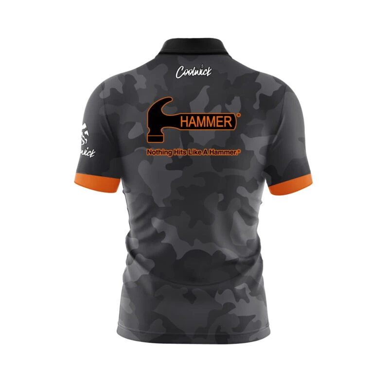 Hammer Grey Camo Quick Ship CoolWick Sash Zip Bowling Jersey 2 Hammer Grey Camo Quick Ship CoolWick Sash Zip Bowling Jersey - Image 2