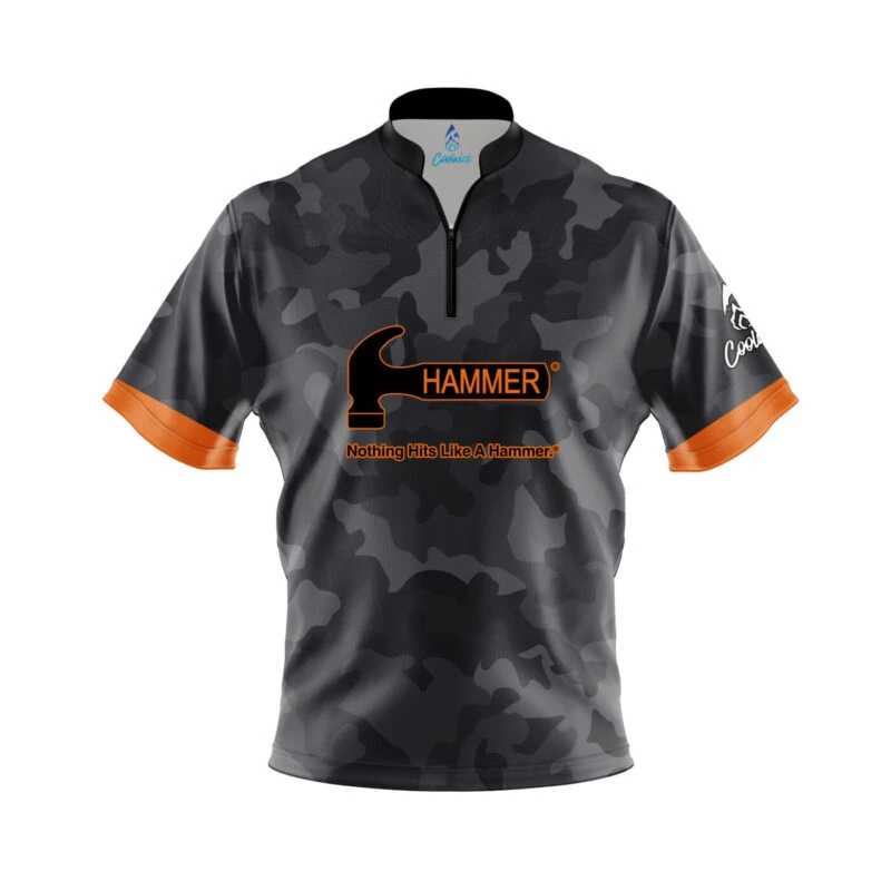 Hammer Grey Camo Quick Ship CoolWick Sash Zip Bowling Jersey 1 Hammer Grey Camo Quick Ship CoolWick Sash Zip Bowling Jersey